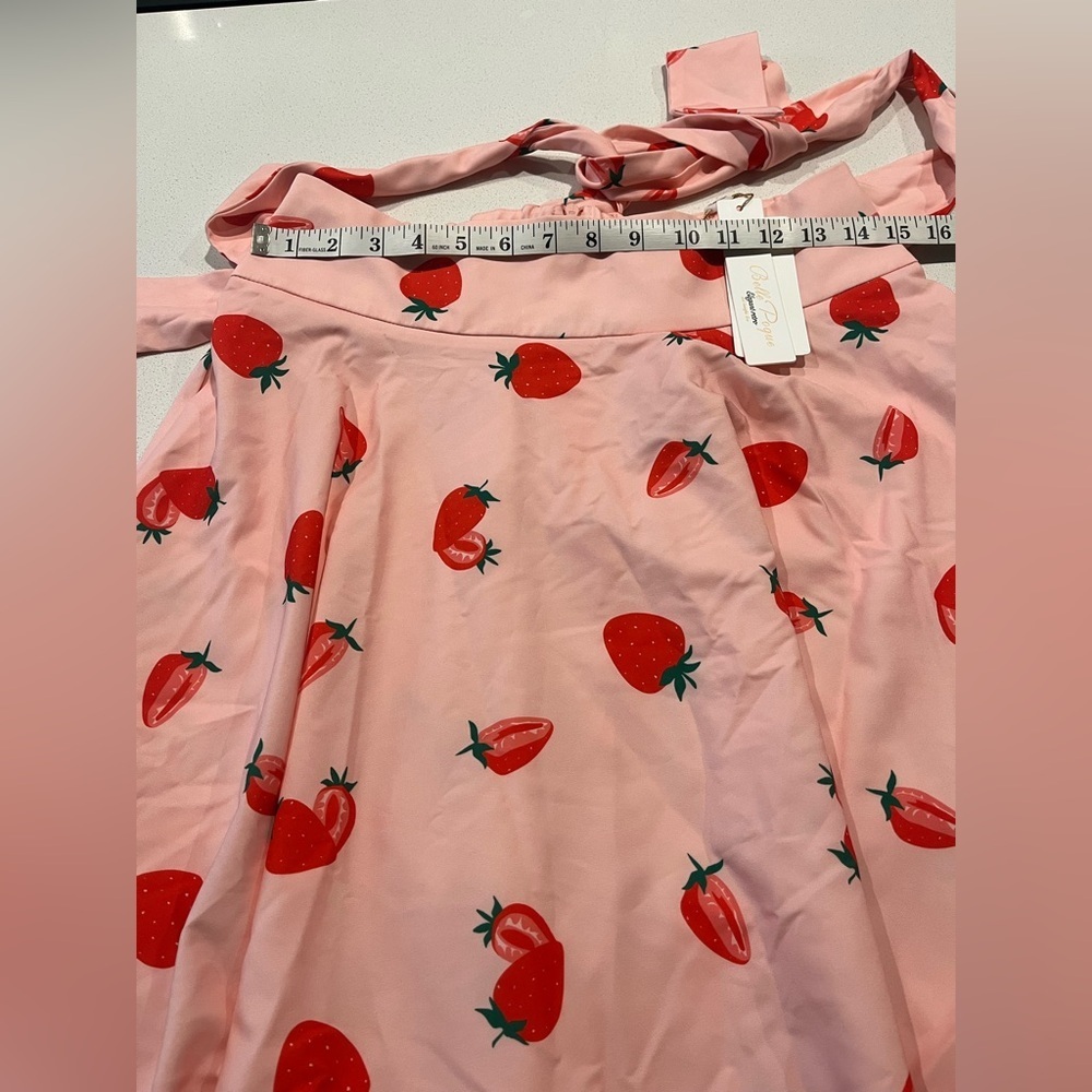 NEW Belle Poque Strawberry Print Tie Waist Skirt-Medium - Picture 10 of 10